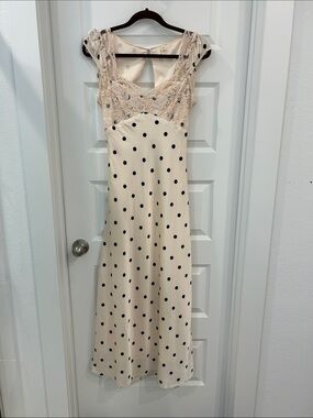 Polka Dot Lace Trim Ivory dress